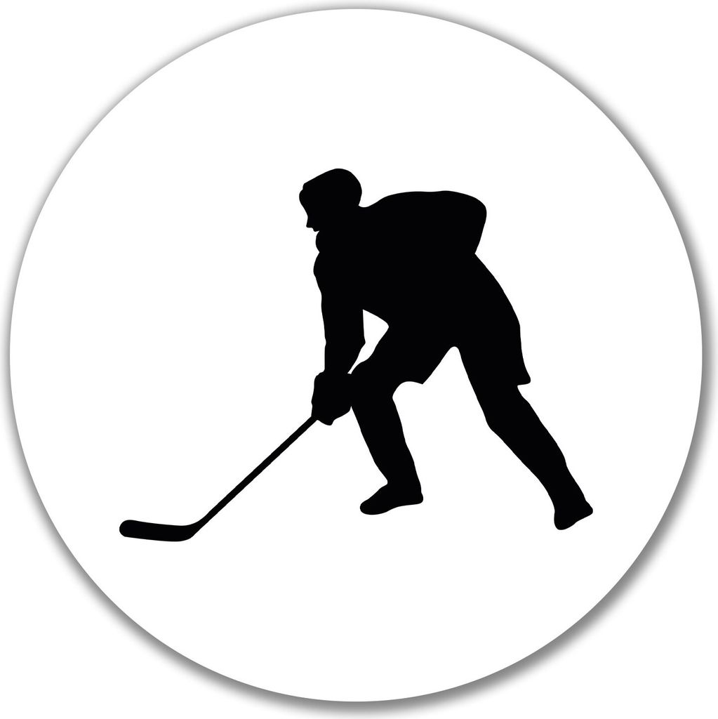 Huuraa Aufkleber Eishockey Silhouette 10cm rund Sticker Geschenkidee