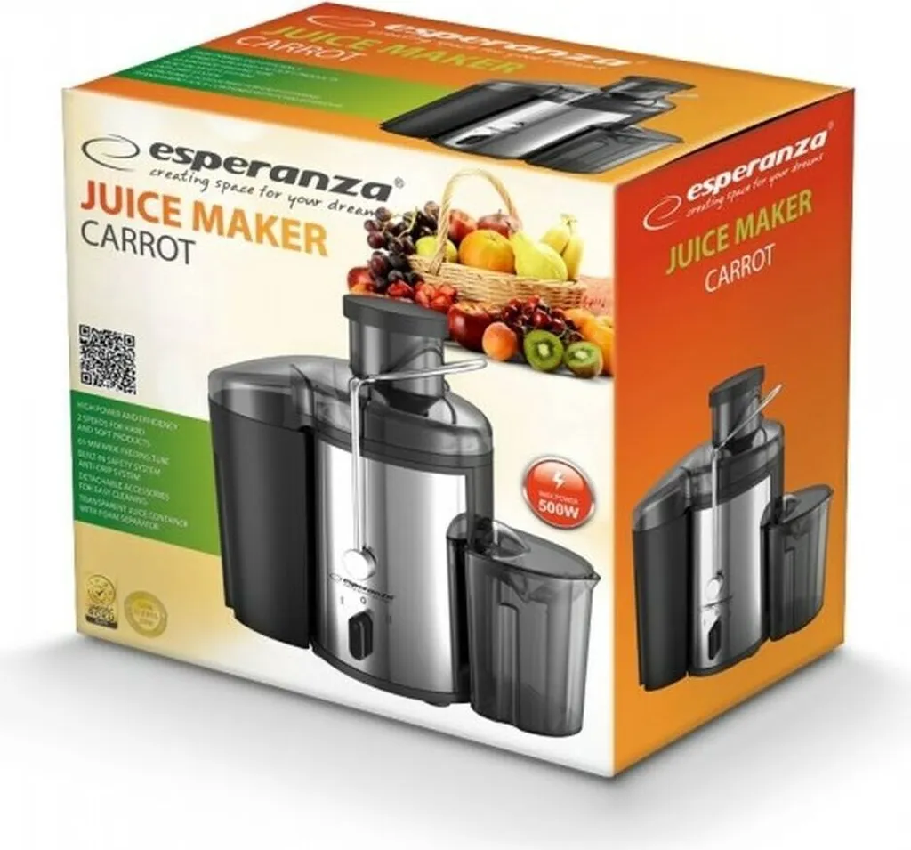 Centrifugeuse 500W ESPERANZA EKJ002 - Acier Inox et Design Robuste