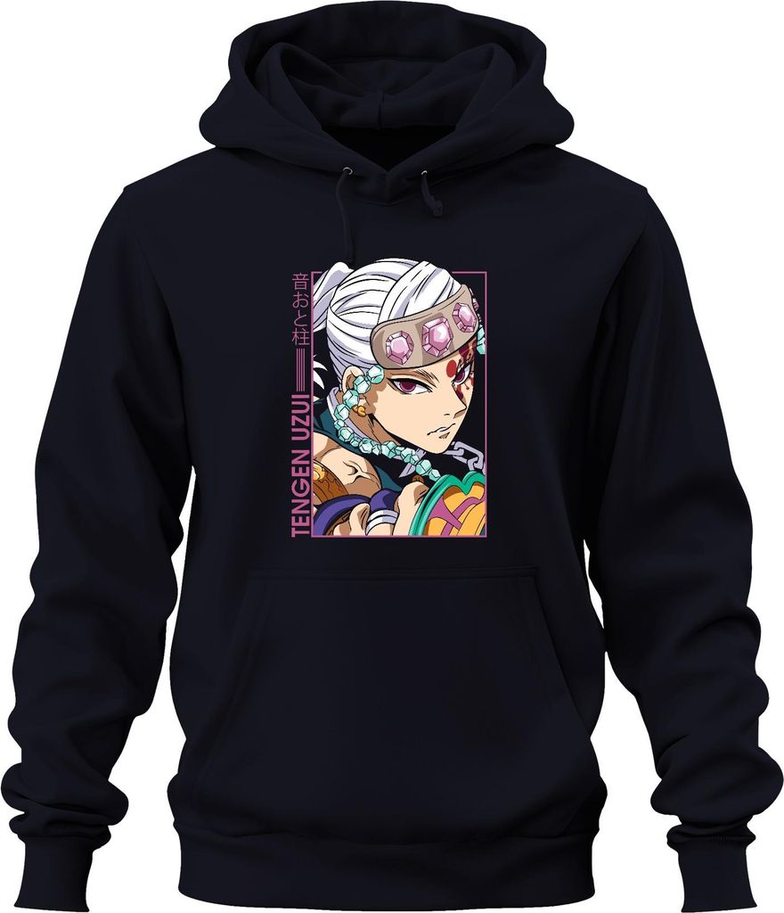 Tengen Uzui Kimetsu no Yaiba Sound Hashira Juwelen Stirnband Glam Uni Hoodie Kapuzenpullover, Navy, 3XL