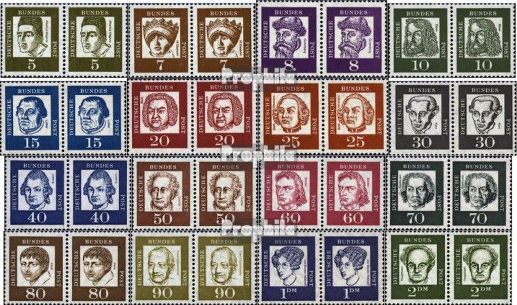 Briefmarken BRD (BR.Deutschland) 1961 Mi 347y wP-362y wP Produktbild 