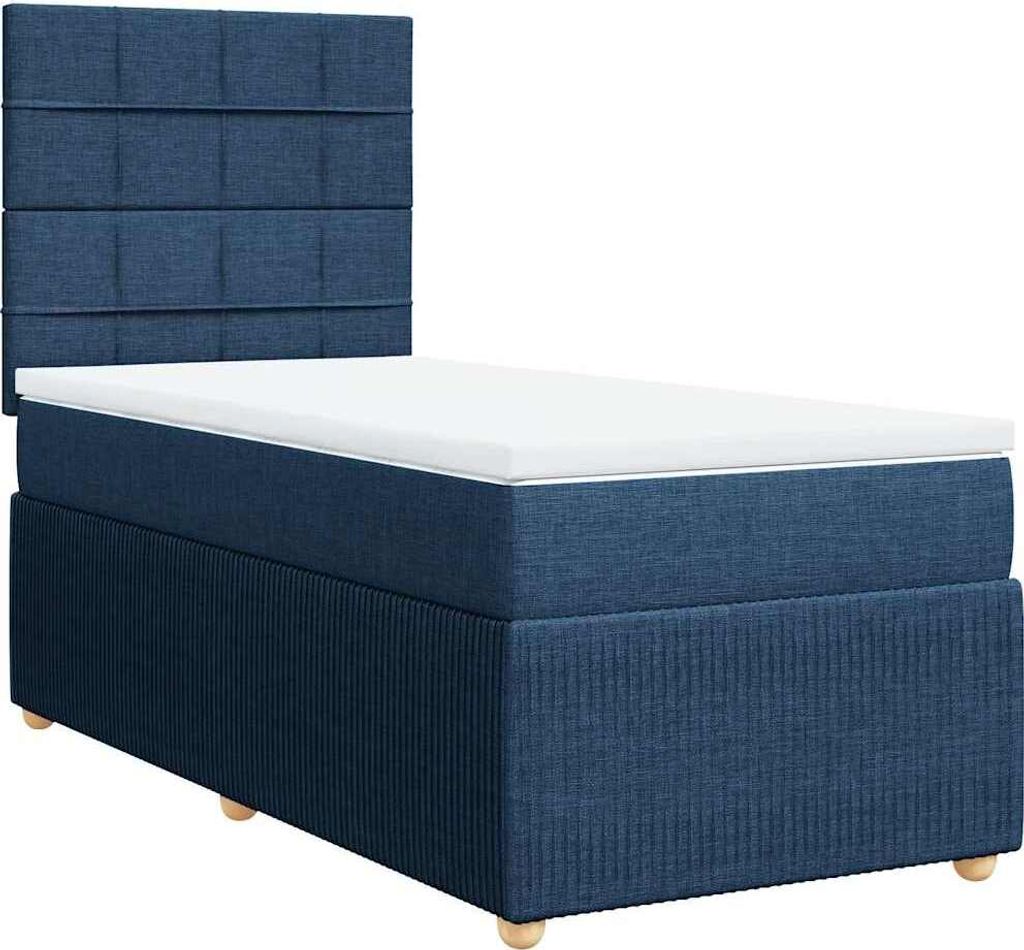vidaXL Boxspringbett mit Matratze Blau 80x200 cm Stoff