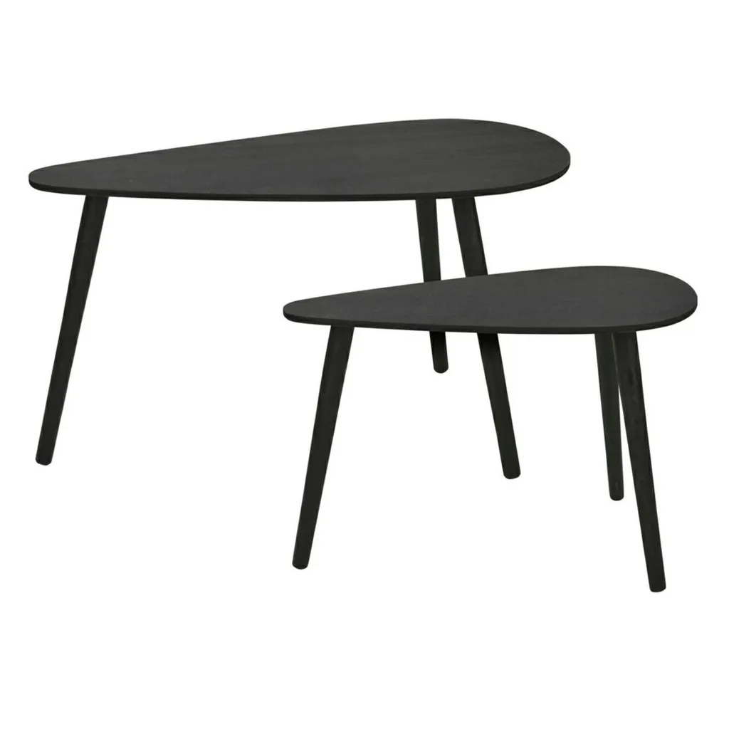 Set de tables d'appoint noires gain de place pour petits salons urbains