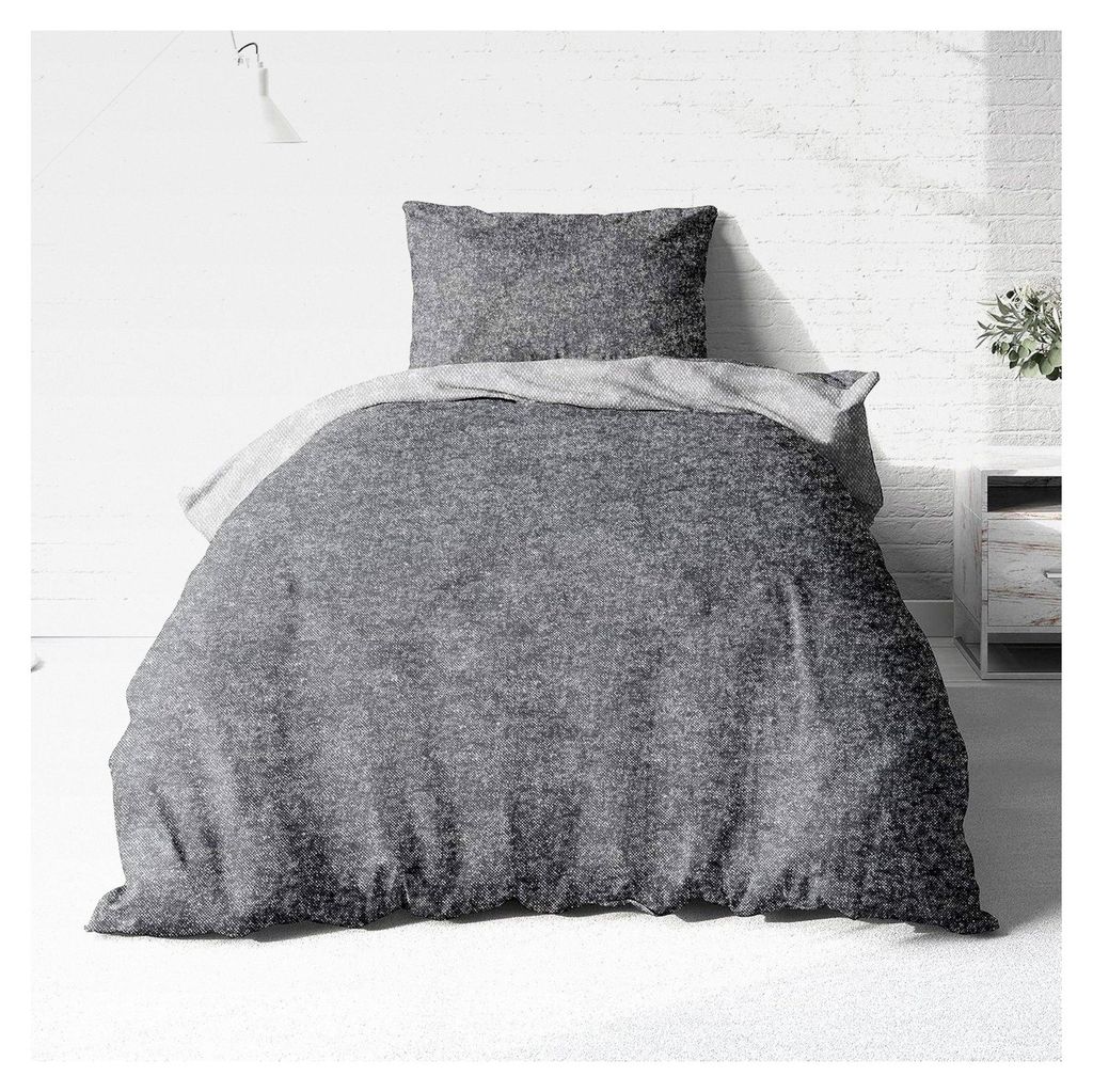 Biber Bettwäsche Set 2tlg 135x200 cm + 80x80 cm – Flauschige Bettwäsche Grau – Weiche Winterbettwäsche – Atmungsaktiv, Warm & Hautfreundli...