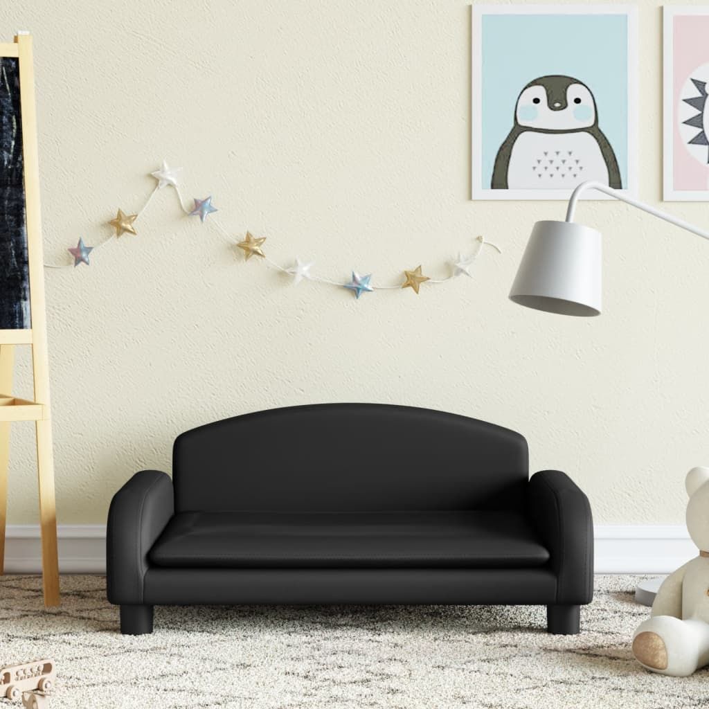 CLORIS Designermöbel Kindersofa Schwarz 70x45x30 cm Kunstleder , Kinderschränke Design 2024