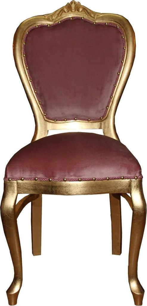 Casa Padrino Barock Luxus Damen Stuhl Rosa / Gold - Damen Schminktisch Stuhl - Limited Edition