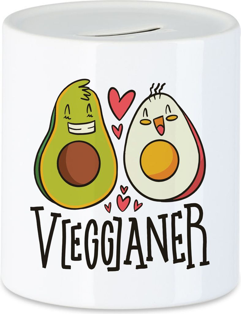 VEGGaner Spardose Lustiges Avocado Ei Motiv Veganer Produktbild 
