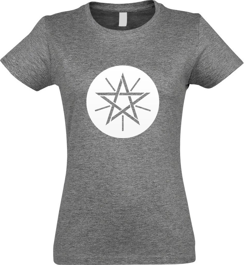 Kiwistar - T-Shirt tailliert - Damen - Graumeliert - Äthiopien Wappen - mit Motiv Bedruckt - Funshirt Design - Sport - Freizeit - Damen - XXL