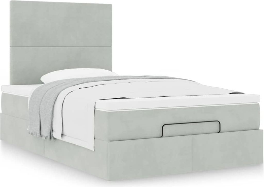 Stabli Möbel Ottoman-Bett mit Matratzen Hellgrau 120x200cm Samt - Klassische Betten Bettrahmen Neu design639958