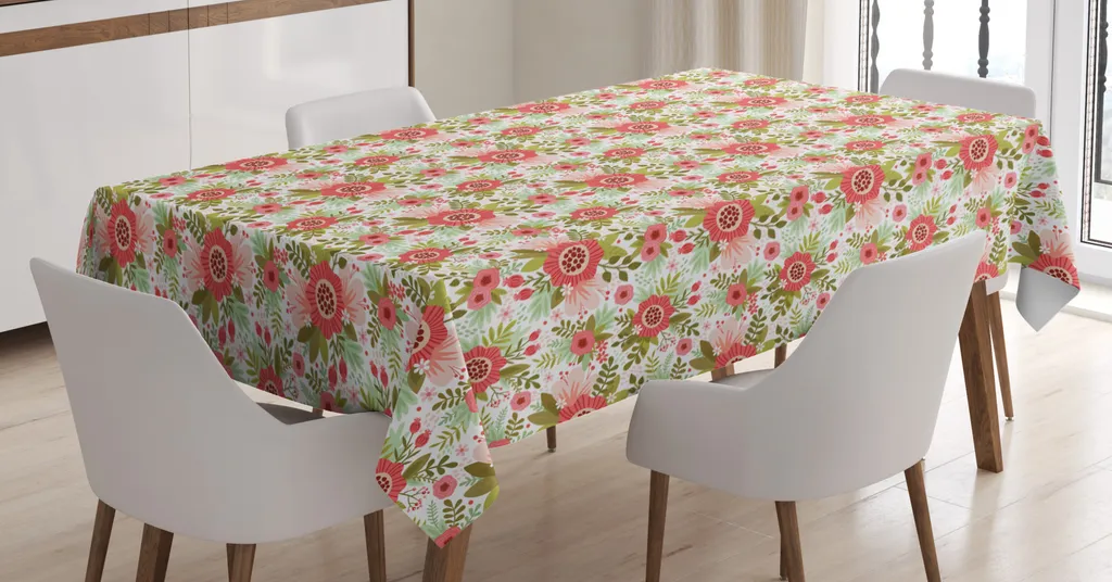 Tovaglia Antimacchia ABAKUHAUS Fiori Pastello 140x240 cm Robusta