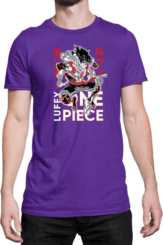 Herren T-Shirt Japan Anime Manga One Manga Piece Anime Luffy 02 Luffy Dance, Man M / Lila