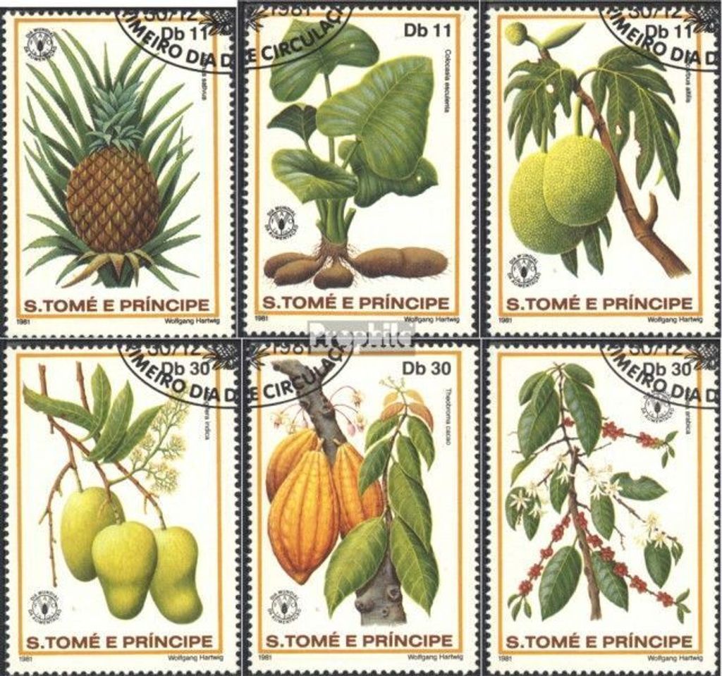 Briefmarken Sao Tome e Principe 1981 Mi 744A-749A (kompl.Ausg.) gestempelt Welternährungstag