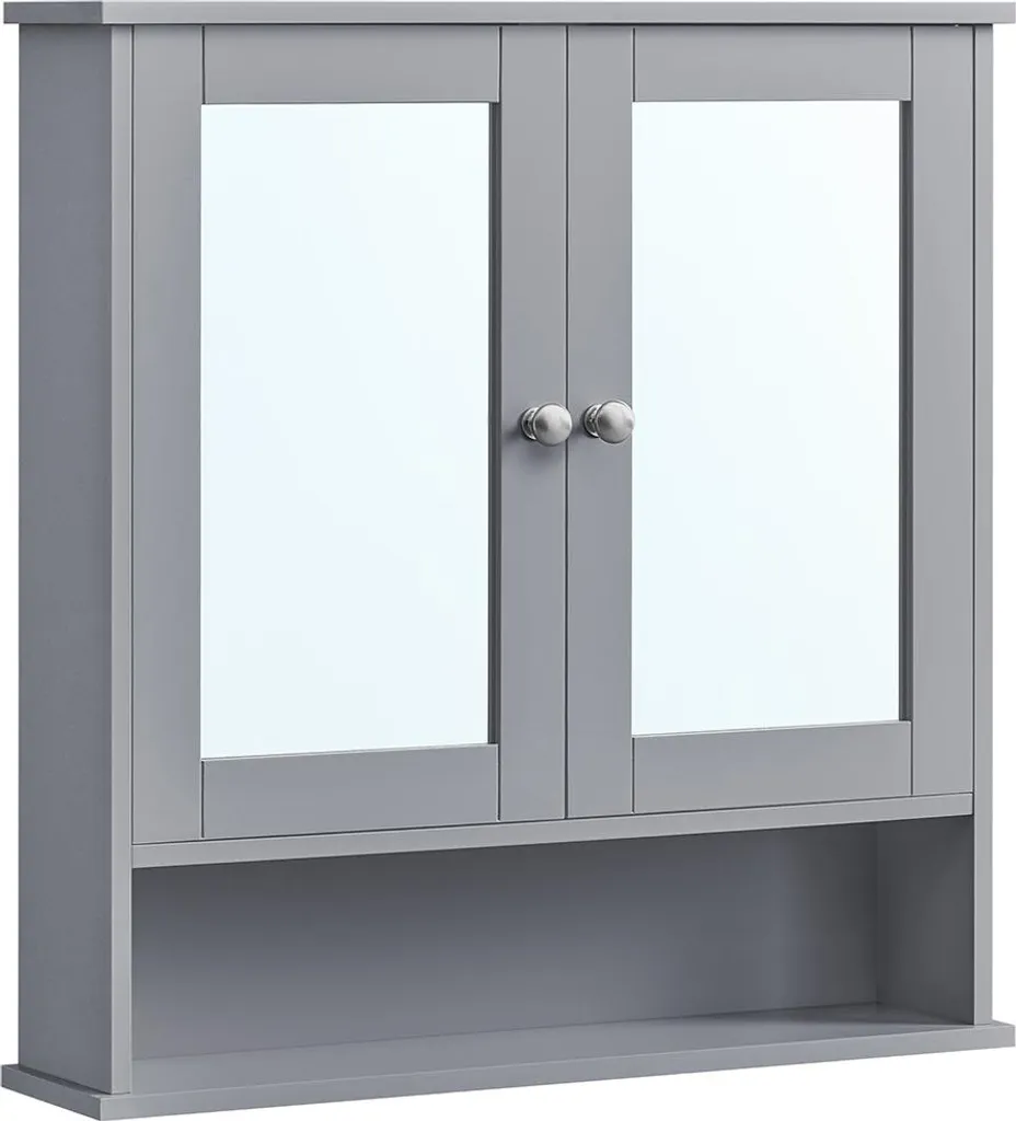 Armoire murale à miroir gris tourterelle : rangement discret et élégant