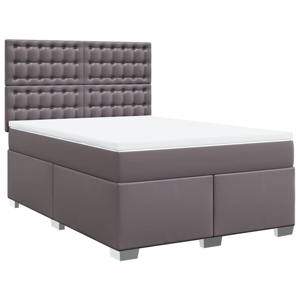 "SALE 2026"Boxspringbett/bettgestell - Bettrahmen - Doppelbett - mit Matratze Grau 140x200 cm Kunstleder - Polsterbett Klassische Betten DE7635461