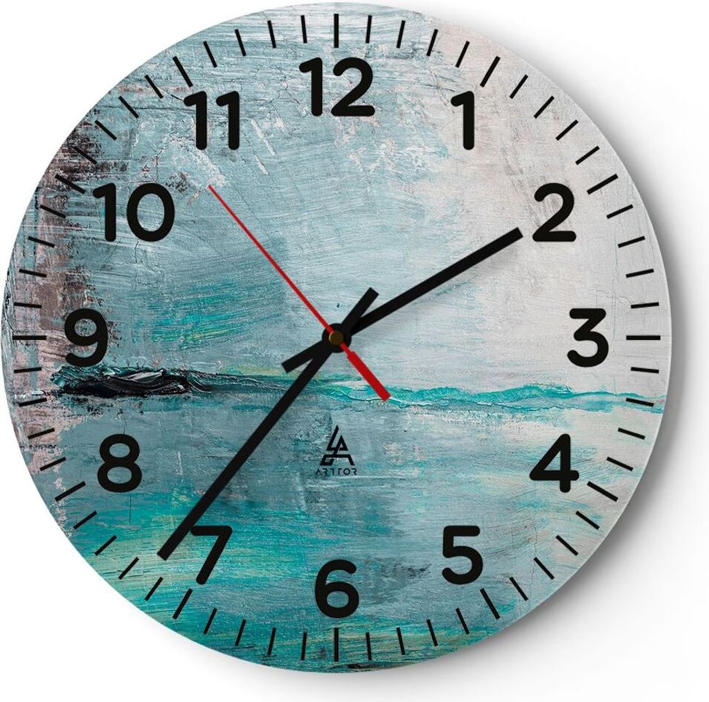 Wanduhr - Rund - Glasuhr - Abstraktion modern - 40x40cm - Schleichendes Uhrwerk - Lautlos - zum Aufhängen bereit - Dekoration Modern - Wanddekorat...