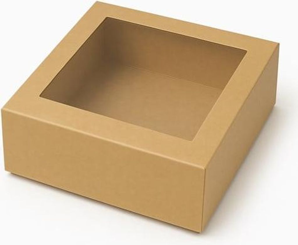 Magnetische Geschenkbox Kraft mit Fenster 300 x 300 x 100 mm (außen)