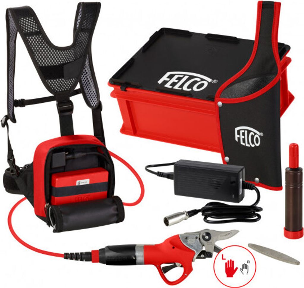 FELCO Elektrische Baum-, Rebschere mit Akku und Power Pack 802G Linkshänder