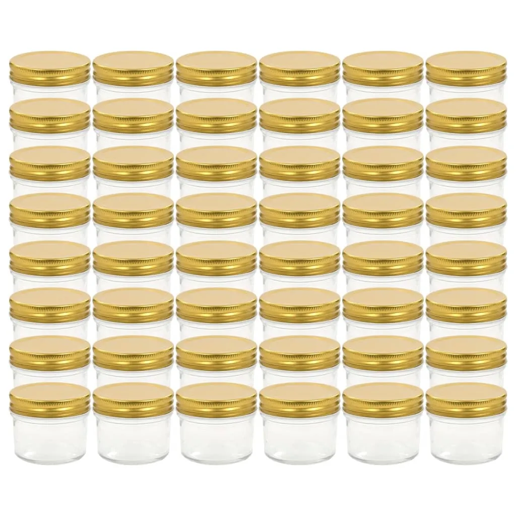 vidaXL Vasetti per marmellata con coperchio dorato 48 pz. 110 ml