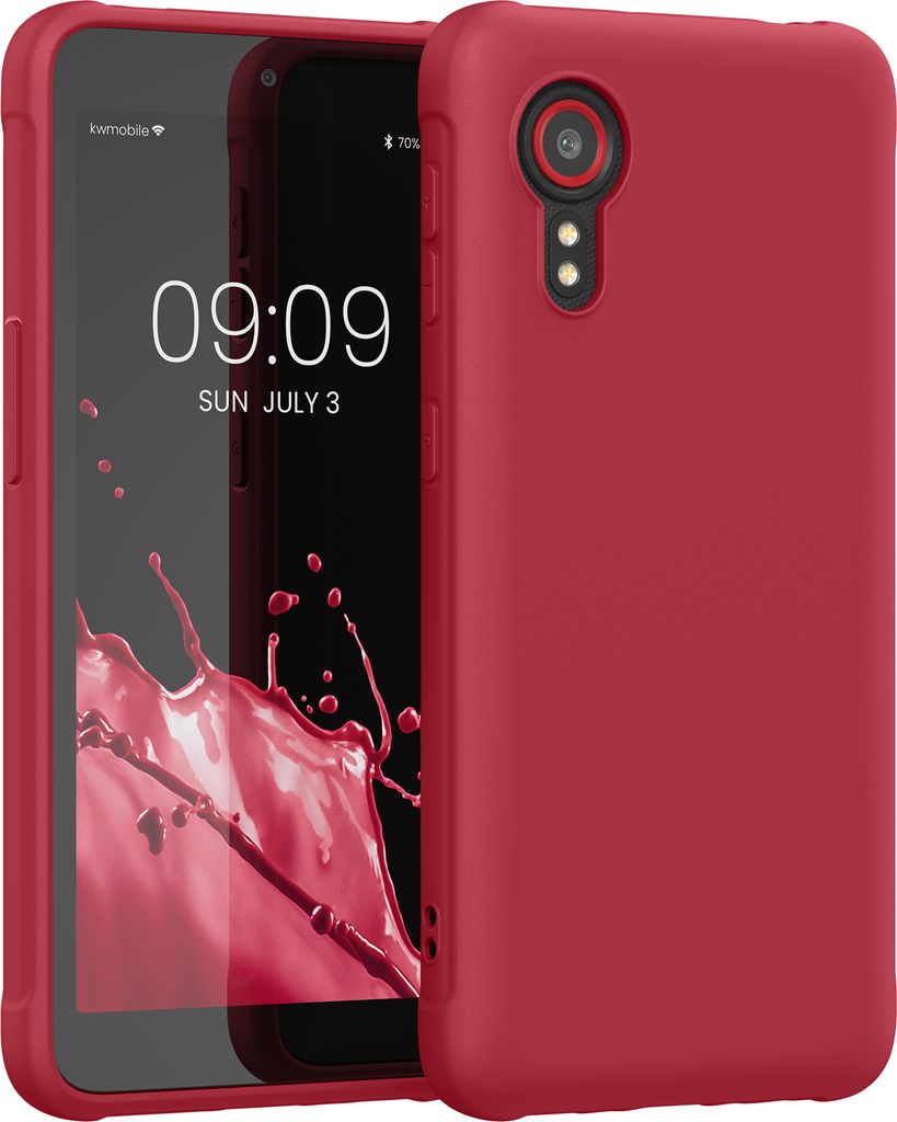 kwmobile Hülle kompatibel mit Samsung Galaxy Xcover 5 Hülle - weiches TPU Silikon Case - Cover geeignet für kabelloses Laden - Sweet Cherry