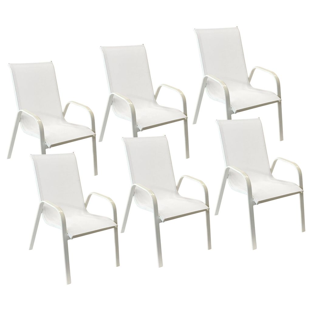 Lot de 6 chaises MARBELLA en textilène blanc - aluminium Image du produit 