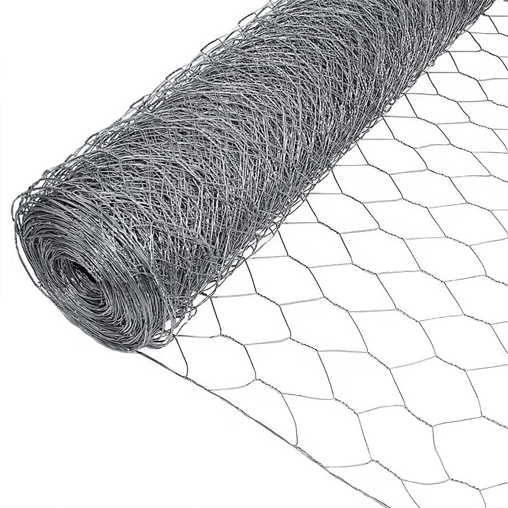 Sechseckgeflecht Drahtzaun Hasendraht L. 10M/25M Drahtgeflecht Maschendraht Maschenweite 27*27mm ( Silber L. 10M H. 1M )