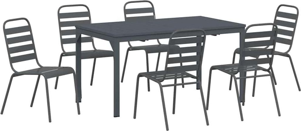 vidaXL Garten Essgruppe 7 pcs Anthrazit Pulverbeschichteter Stahl