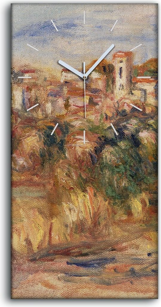Dekor Leinwand Uhr Wandbilder 30x60 Gemälde Stadtlandschaft Wald Bäume Himmel - weiße Hände