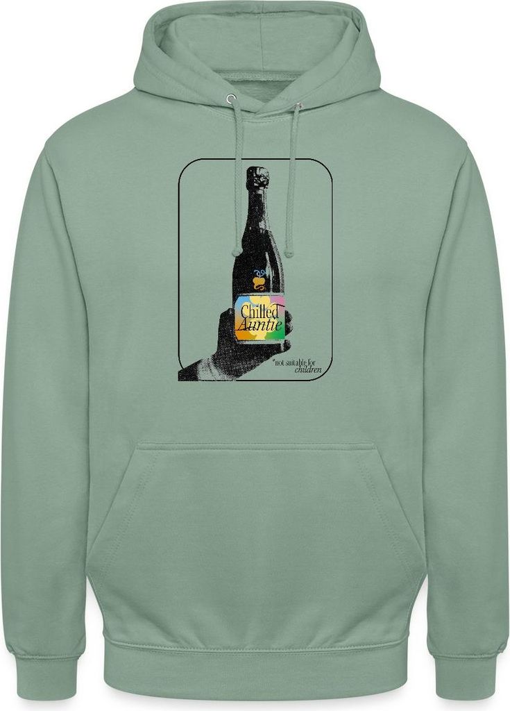 Spreadshirt Chilled Auntie Pop-Art Bottle Uni Hoodie, XL, Graugrün