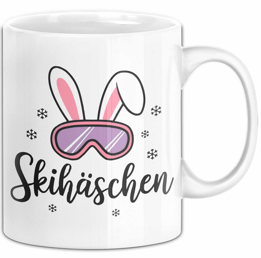 Skifahren Skifahrer Tasse Geschenk Skihäschen Geschenkidee Geschenkidee Lustig (Weiß)