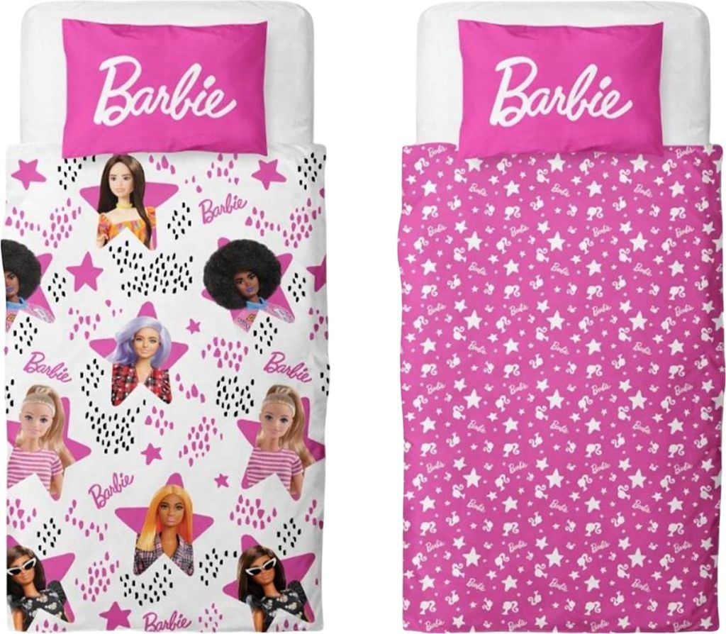 Barbie - Sternemuster Bettwäsche, wendbar TC252 (Einzelbett) (Bunt)