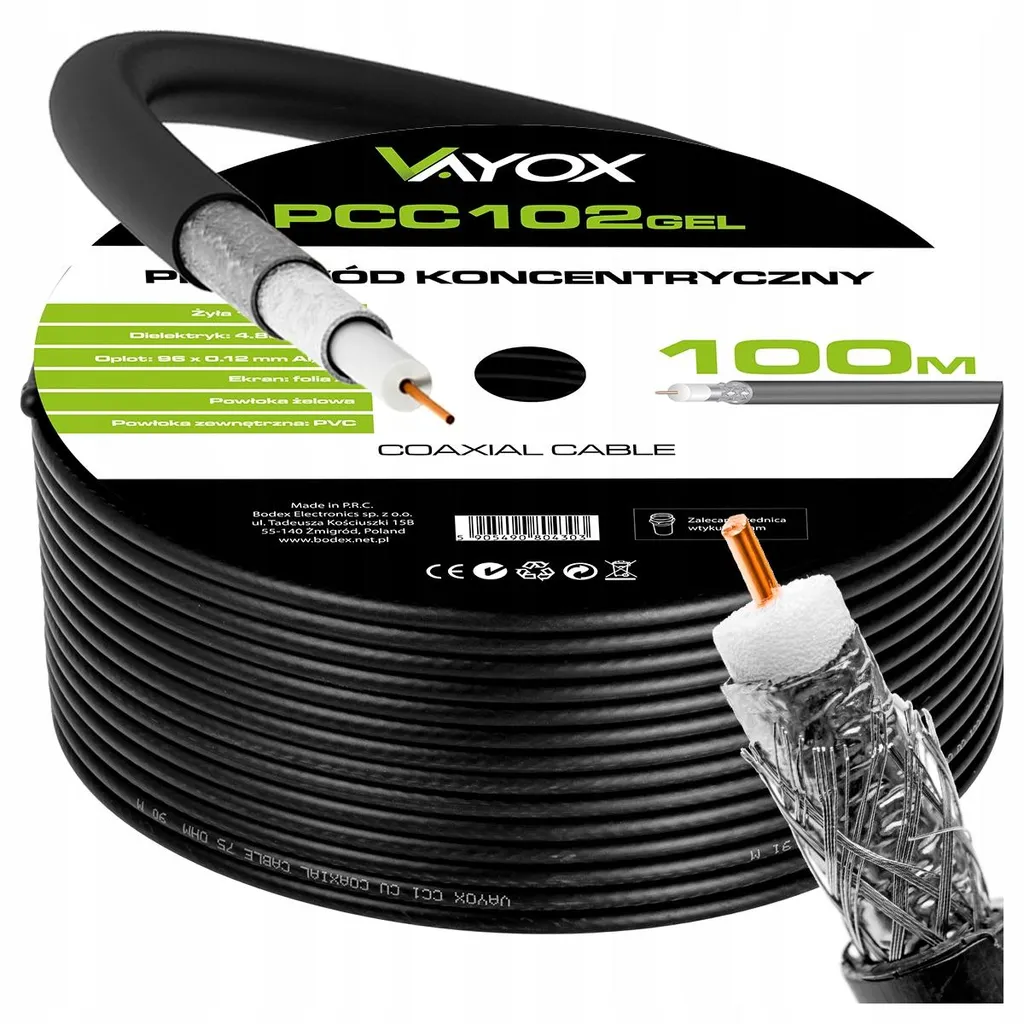 Cavo Antenna Vayox PCC 102 GEL 100m Nero - Qualità Professionale