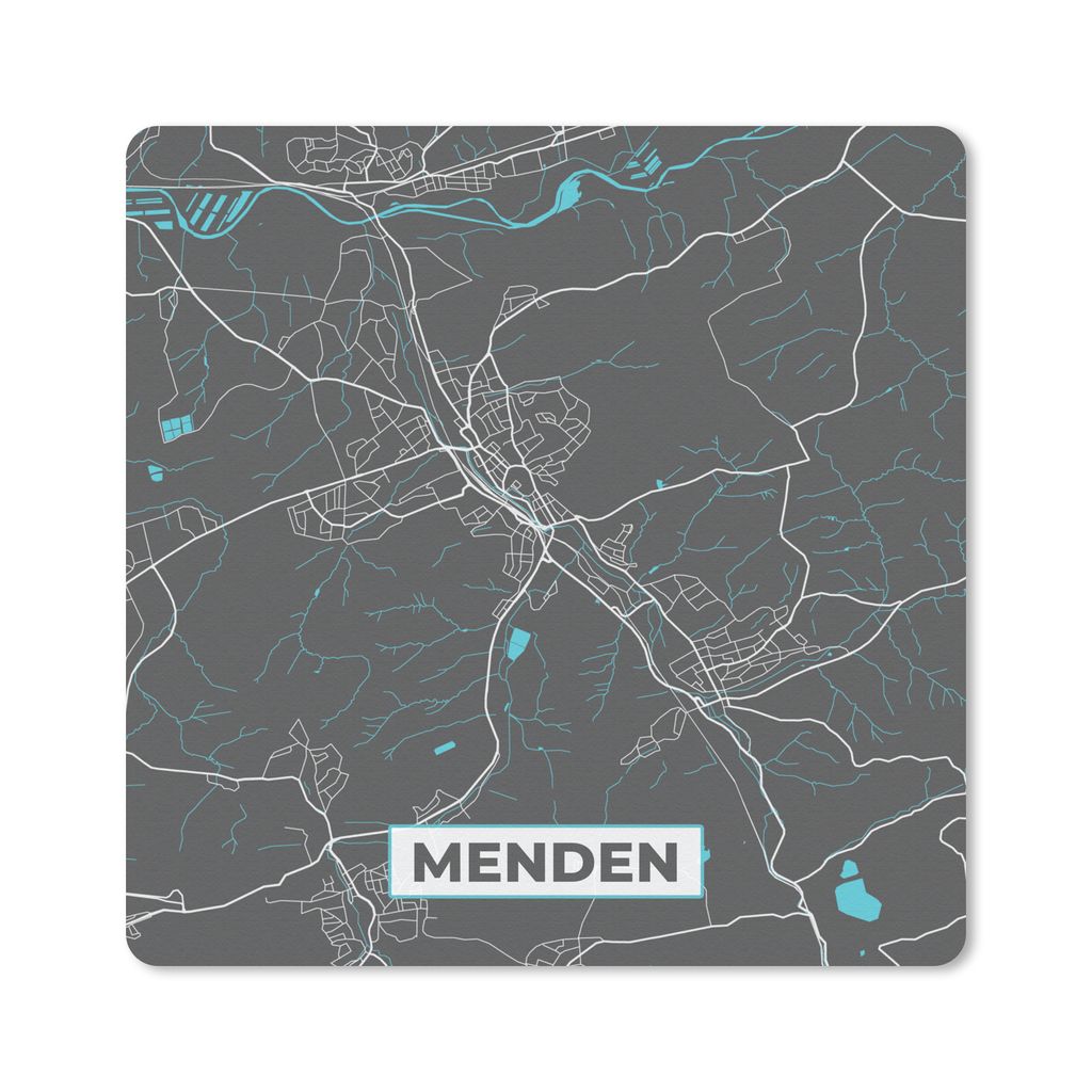 MuchoWow Mauspad Mousepad Karte - Karte von Menden - Deutschland - Blau 20x20 cm - Mousepads - Maus Mat - Pad - Mausunterlage - Desk Mat - Bureau...