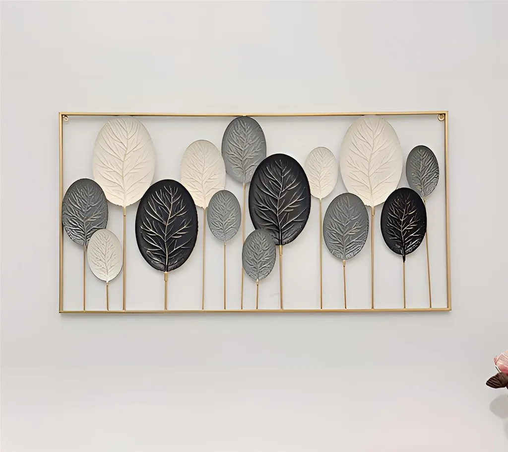 Tableau mural métal 3D Feuilles - Solution déco chic 136x70 cm