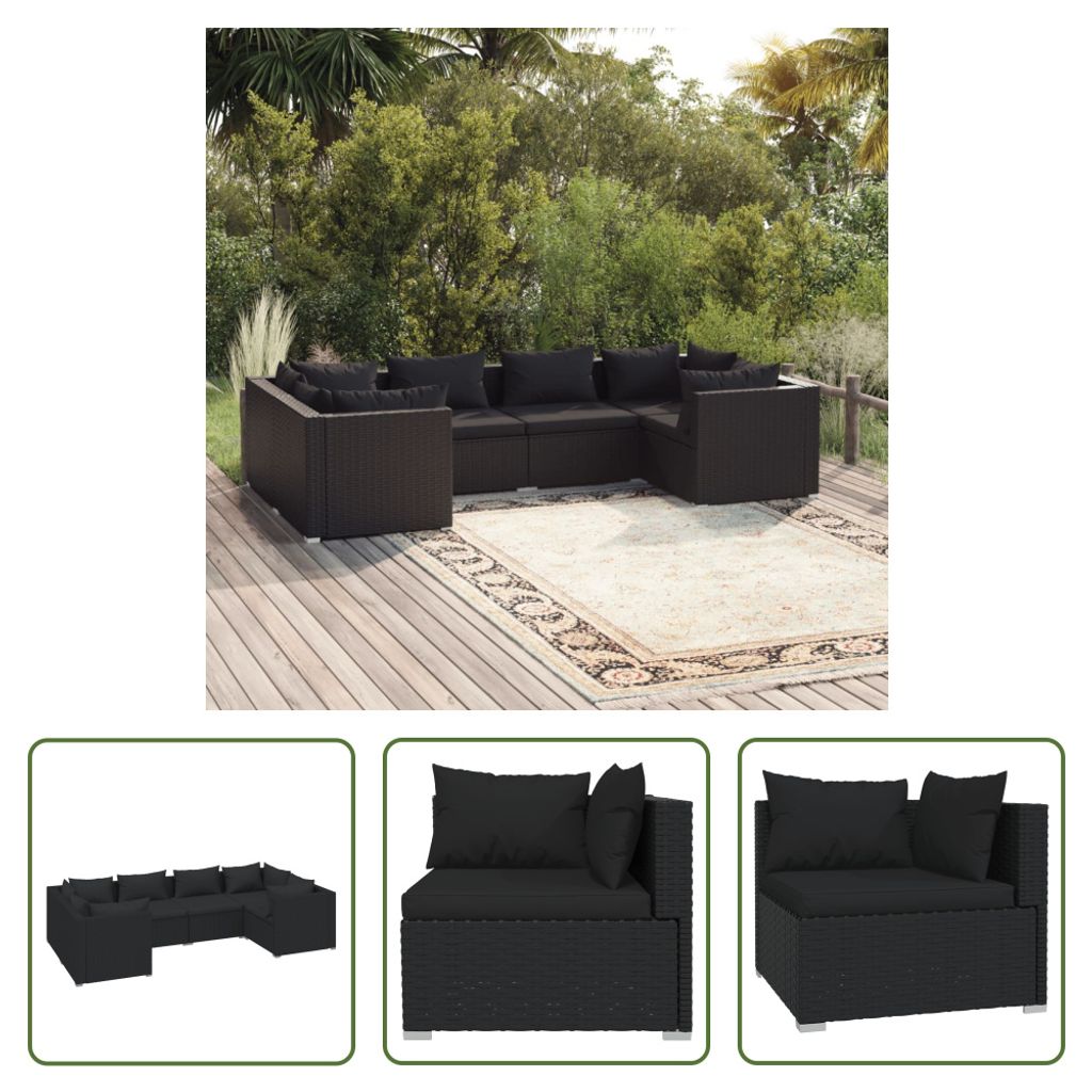 The Living Store 6-tlg. Garten-Lounge-Set mit Kissen Poly Produktbild 