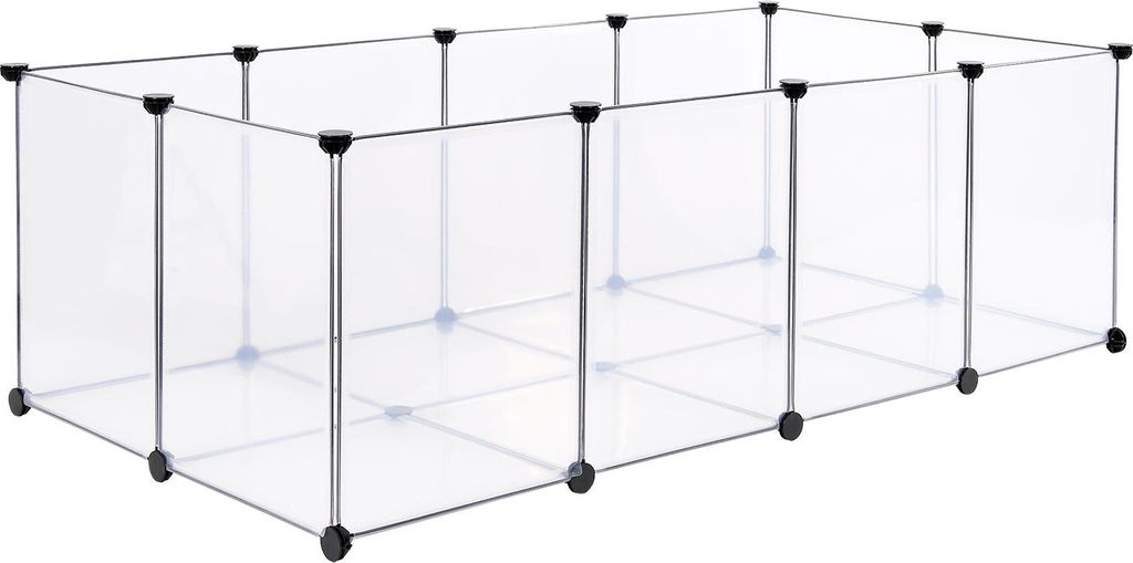 lionto Steckgehege für Nager, flexibles Kunststoffgehege mit Bodenplatten, pflegeleicht, erweiterbar & sicher, 145x74x47 cm