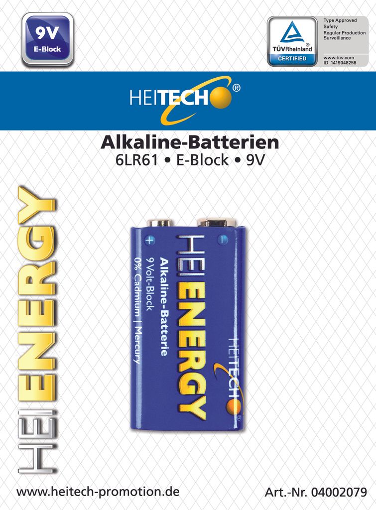 Alkaline Batterie 9V/ E-Block 1 Stück