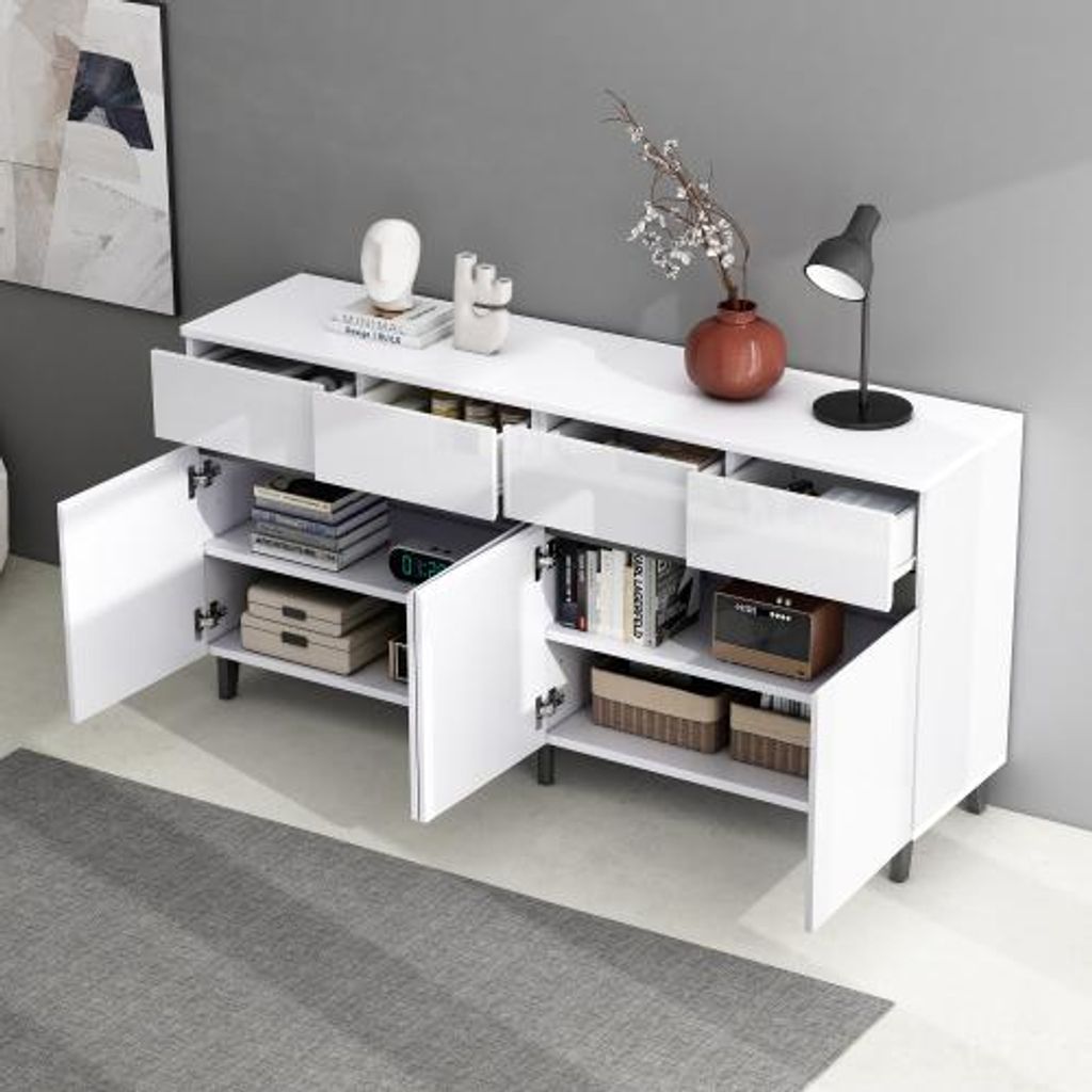 Sideboard, Kommoden,Highboard, Schubladenkommoden mit 4 Schubladen2 Türen und höhenverstellbaren Regalböden
