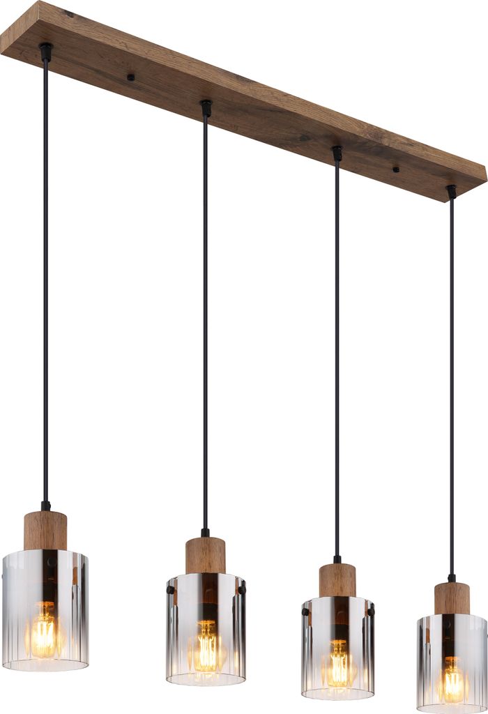 Globo Lighting Hängeleuchte MDF Holzoptik dunkel, Glas Produktbild 