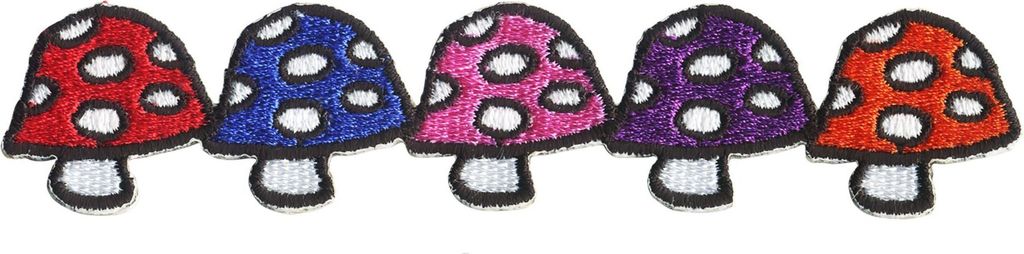 Aufnäher - Bunte Pilze - rot-blau-rosa-lila - Patch
