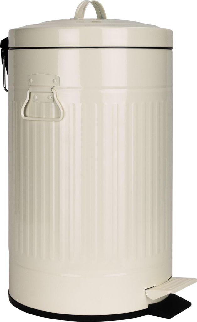 QUVIO Mülleimer 12 L - Mülleimer - Treteimer - Abfalleimer - Mit Deckel - Metall - 25 x 25 x 44 cm - Beige
