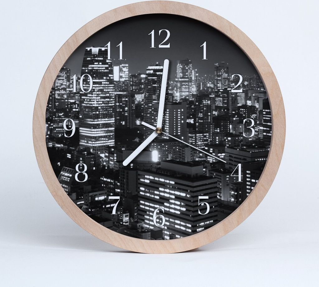 Holzuhr 30fi cm wanduhr - Stadtgebäude Stadt