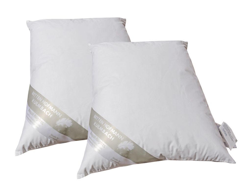 2 Stück Hofmanns Lendenkissen 25x40 Nackenkissen Kuschelkissen Flugzeugkissen 100% Daunen 80 g