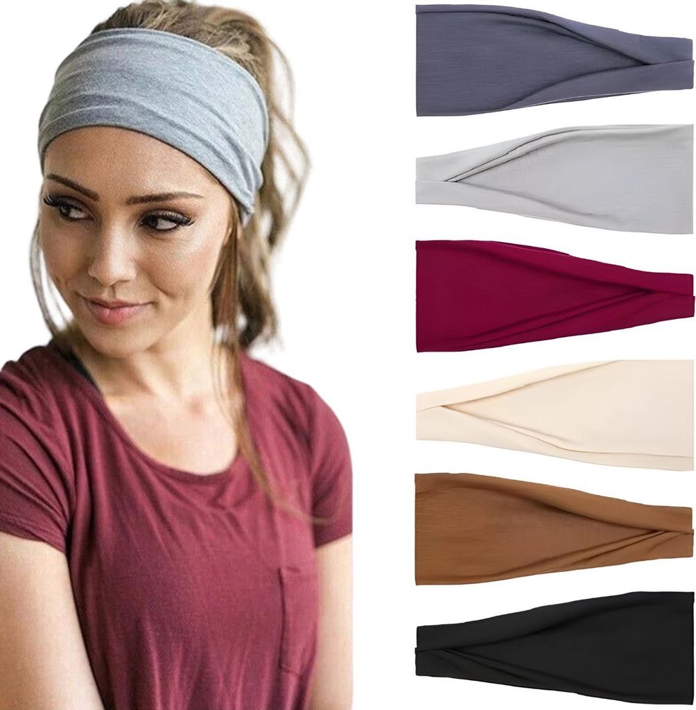 Haarband Damen – 6-teiliges faltbares Haarband-Set – Damen-Haarband – Sport-Haarband – 6 Farben