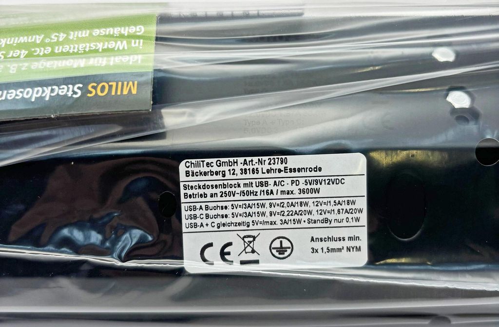 4-fach Steckdosenblock, USB-A+C, schwarz, Aufbaumontage, Produktbild 