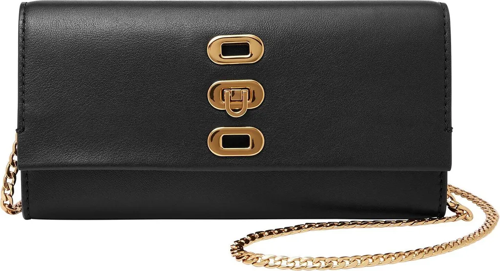 Portefeuille Penrose Fossil Noir en Cuir avec Protection RFID Intégrée