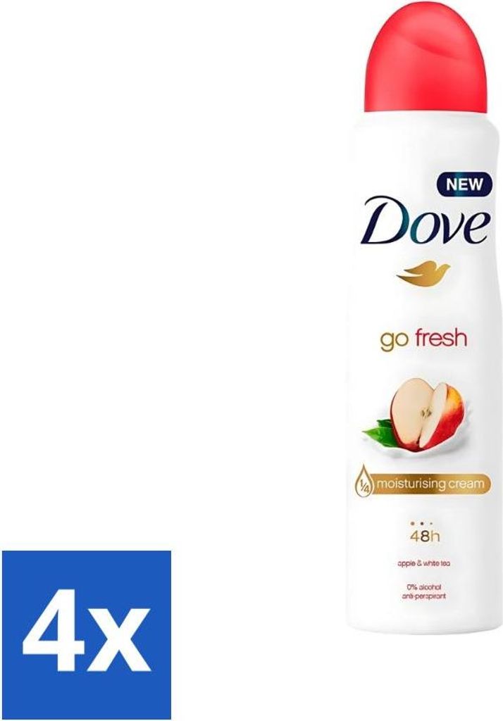 Dove - Deodorant - Go Fresh Apple & White Tea - Erfrischend und fruchtig - 250 ml - Vorteilspack - 4 Stücke