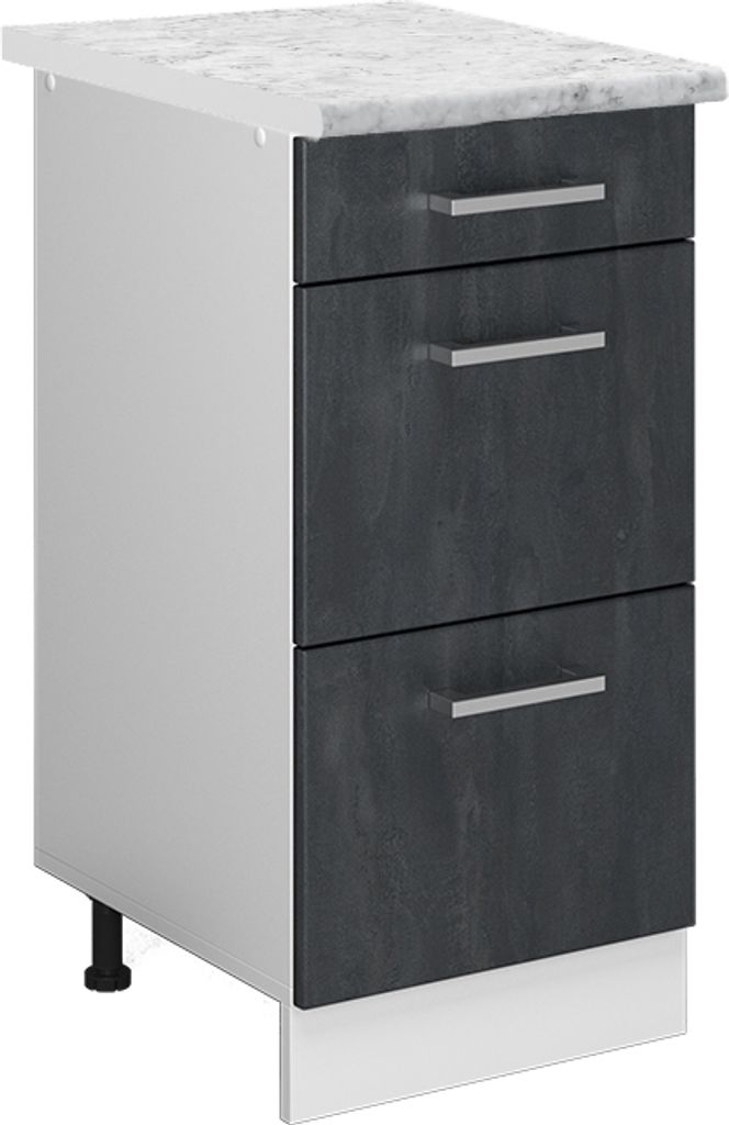 Küchenunterschrank Vicco R-Line Schwarz Beton 40 cm AP Marmor, Model 47579