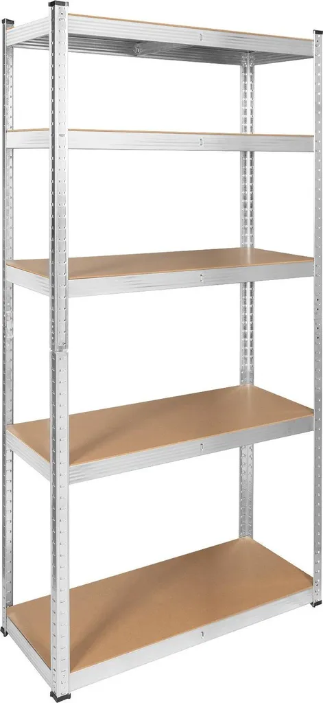 Étagère robuste en acier argenté 180 cm avec fixation par clip