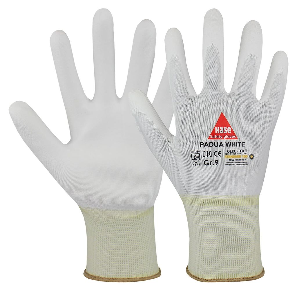 Hase Montagehandschuhe Padua Größe 11, Nylon weiß 10 Stk