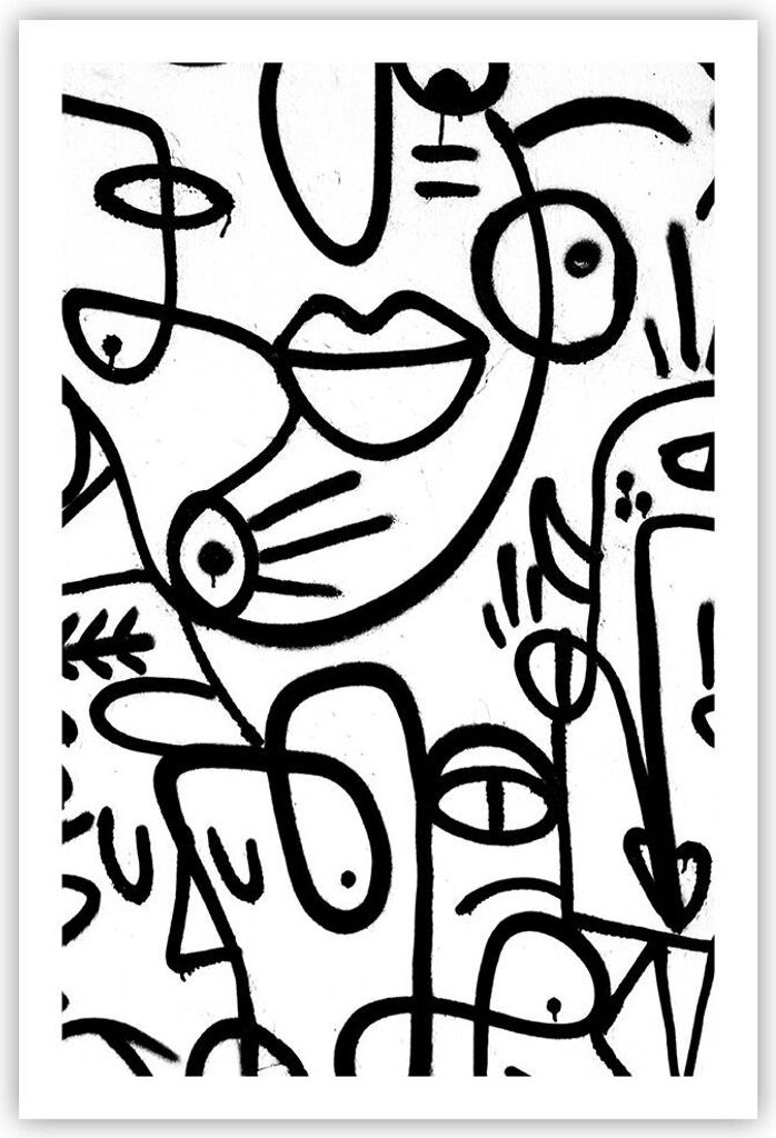 Poster - Poster ohne Rahmen - Zeichnen Cartoon Graffiti - 61x91,5 cm - Wand Bild - Wanddeko - Wandbilder - Kunstposter - Wandposter - Bilder - Kuns...
