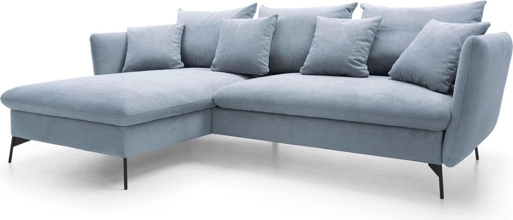 FURNLUX Ecksofa Viton Hellblau Und Schwarz 258cm / Hauptfarbe: Blau / Abmessungen: 258 x 91 x 167 cm